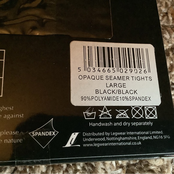 Scarlet by Silky opaque seamer tights, back seam, color black/black, size: L - Picture 8 of 12